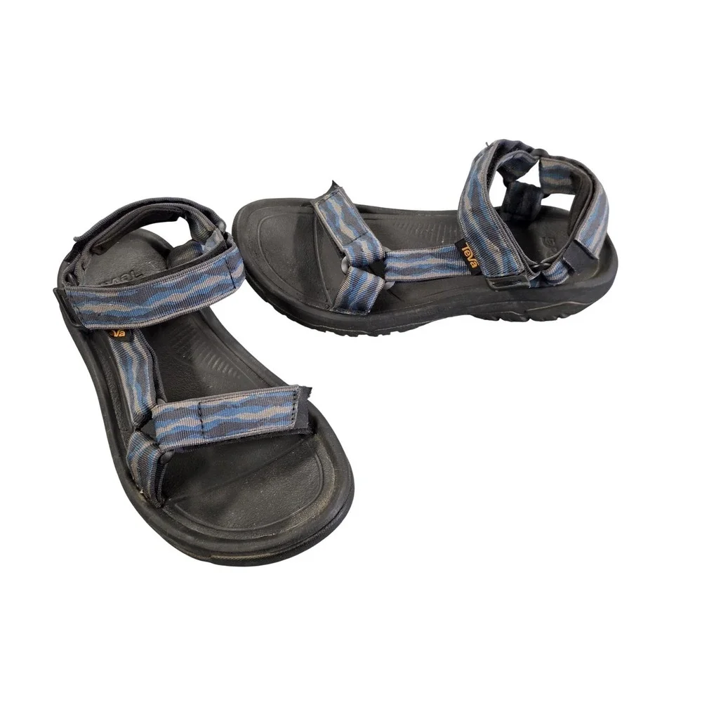 Teva Sandals Mens Size 8 Blue Striped Slide Adjustable Strap Outdoor Sport Shoes